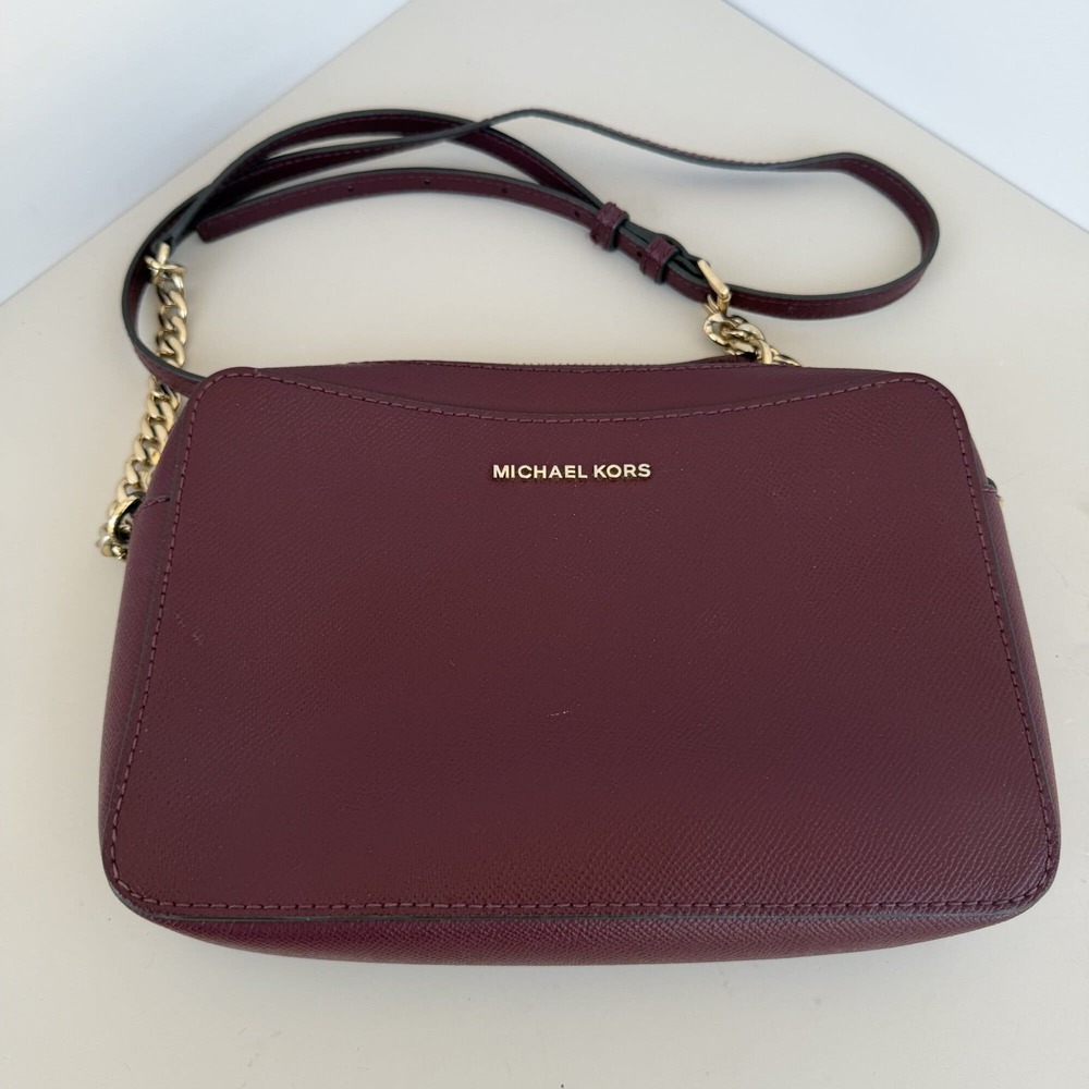 Michael Kors Jet Set Large East West Crossbody Bag – Burgundy Saffiano Leather
